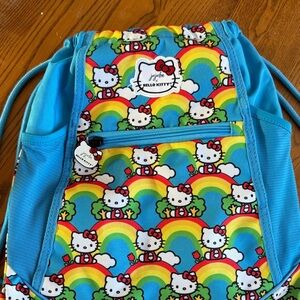 JuJuBe x Hello Kitty Blue and Rainbow Drawstring Cinch Pack